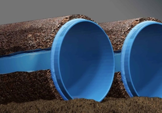 Trenchless sewer repair pipe lining illustration