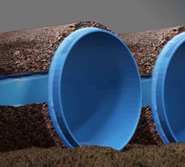 Trenchless sewer repair pipe lining illustration