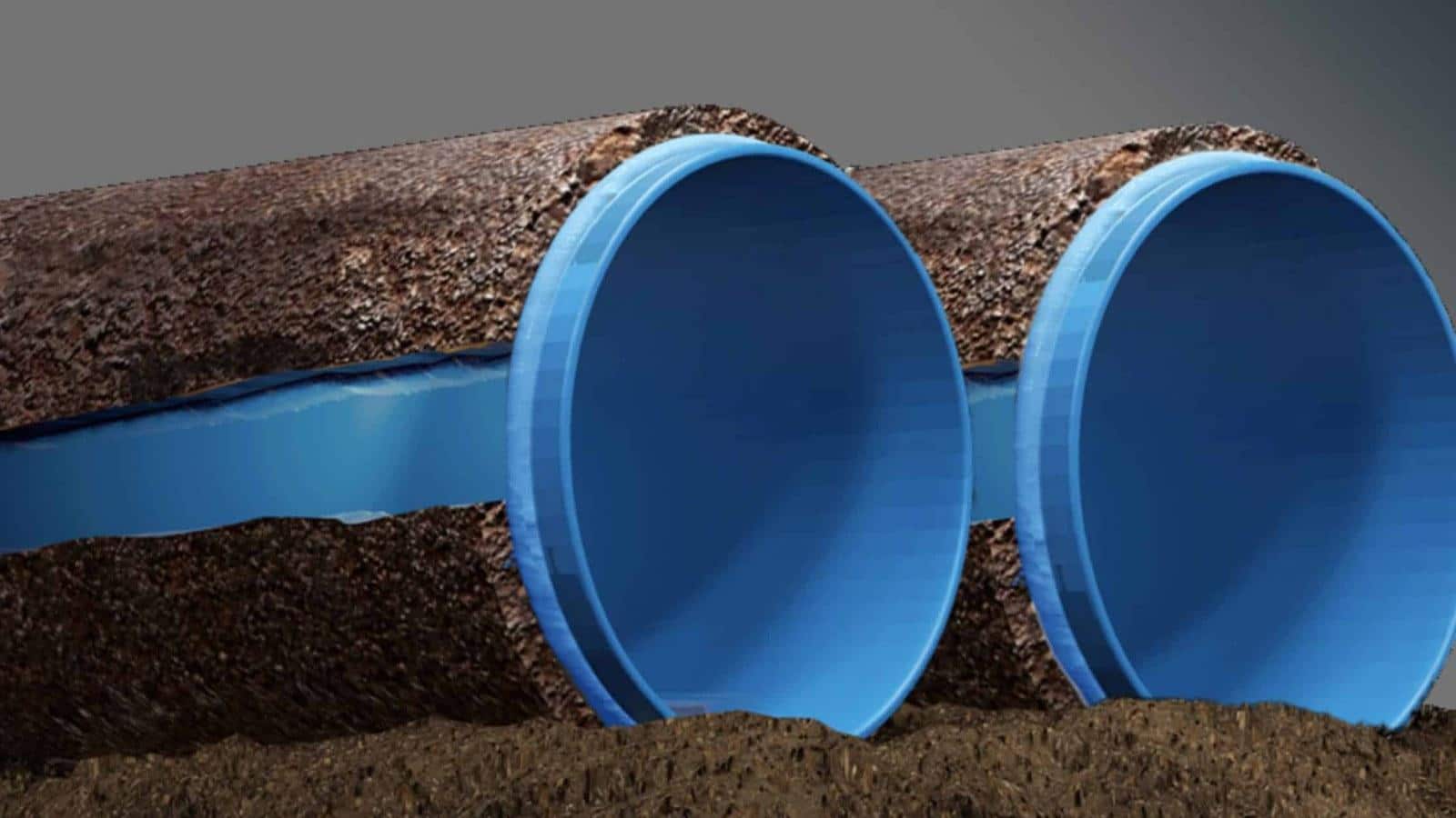 Trenchless sewer repair pipe lining illustration
